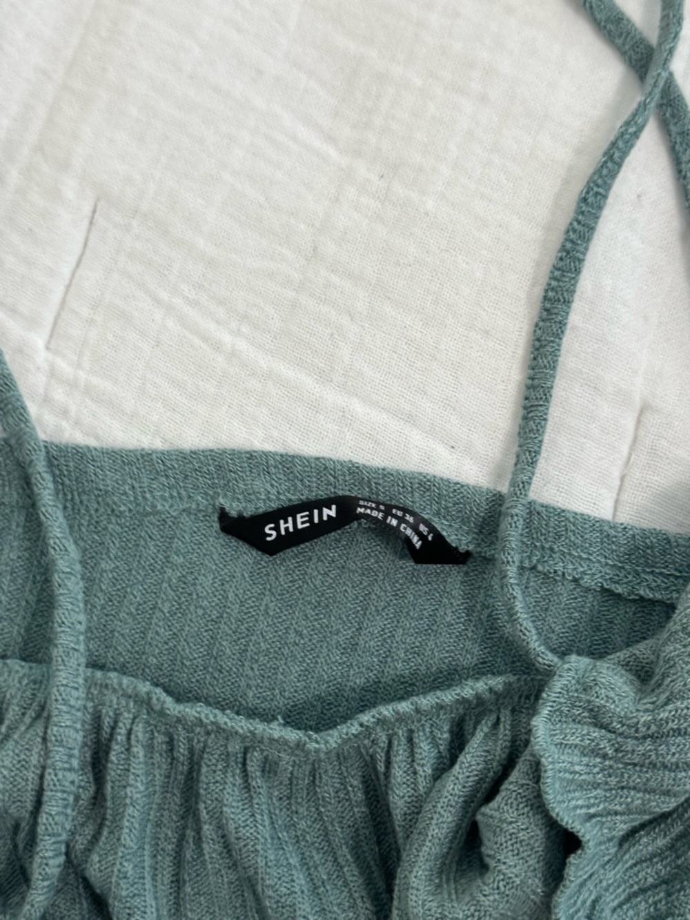 Textured Sage Green Ribbed Cropped Cami - Picture 2 of 2